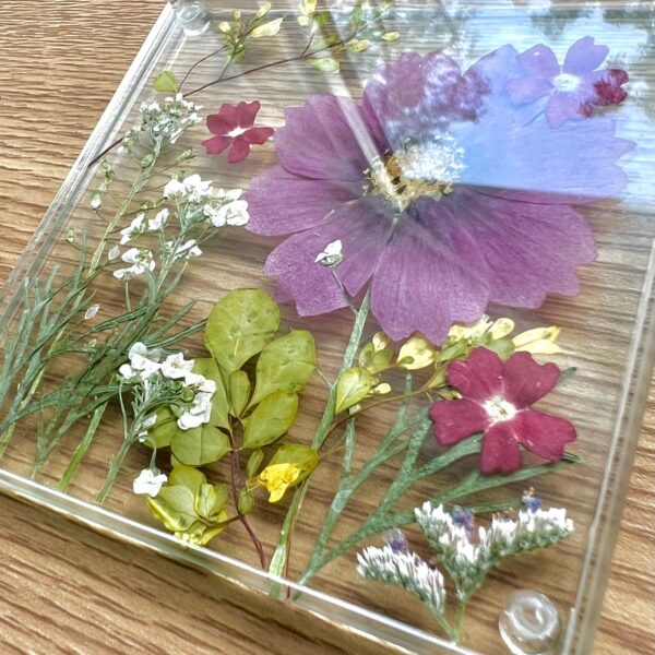 DIY dried flower coasters kit (Set of 2) Pressed flower resin look drink coasters, flower craft project - Image 2