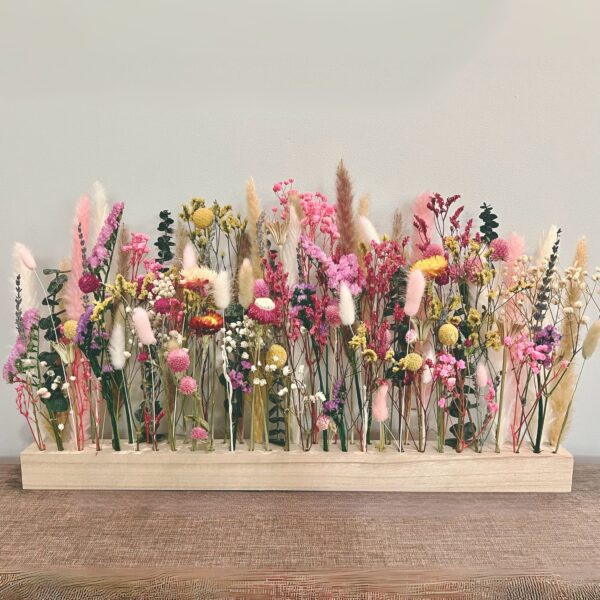 Dried Flower Bouquet Bar with real preserved flowers and wood bar vase, wall mountable - Image 3