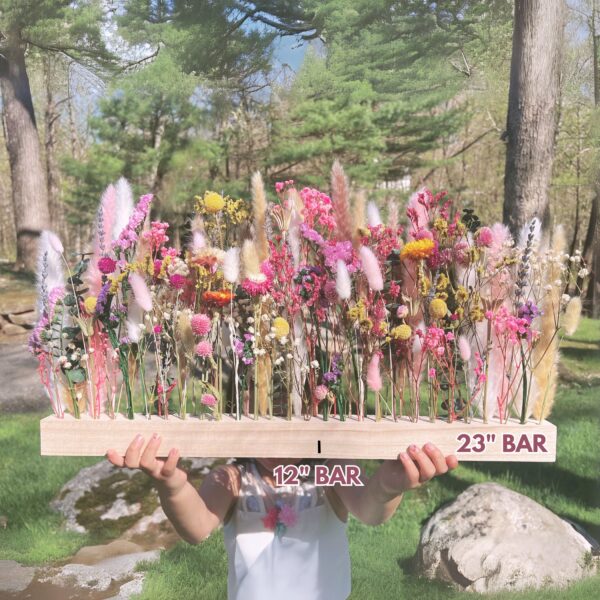Dried Flower Bouquet Bar with real preserved flowers and wood bar vase, wall mountable - Image 5